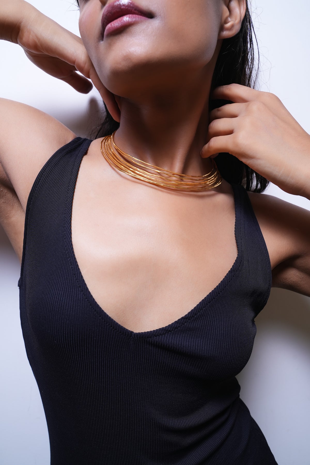 Wired Gold Toned Choker